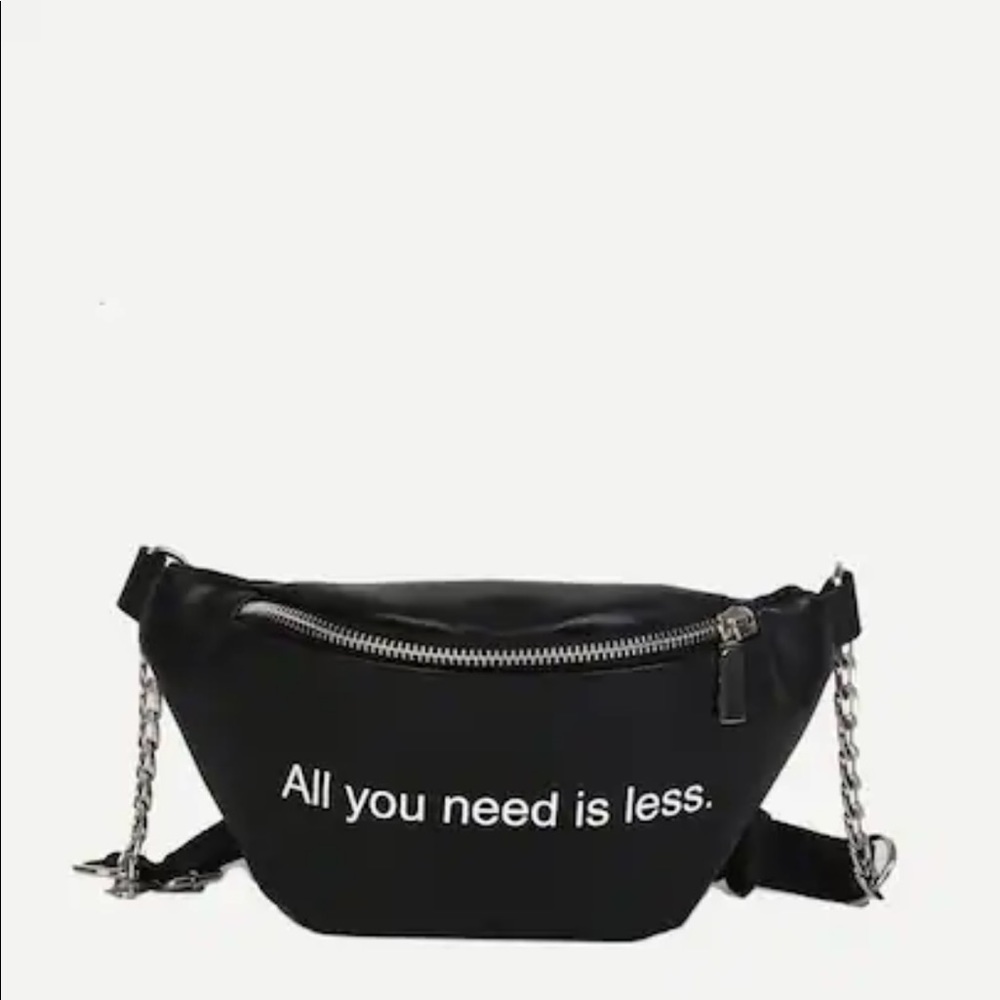Slogan Print Ring Detail Bum Bag